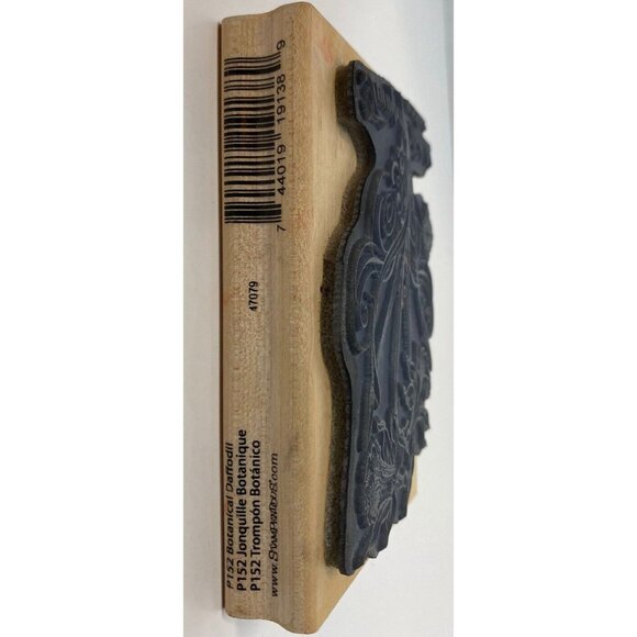 Trumpet Daffodil Rubber Stamp Botanical Design By W.P. Milner Wooden Mount Craft - Picture 3 of 3